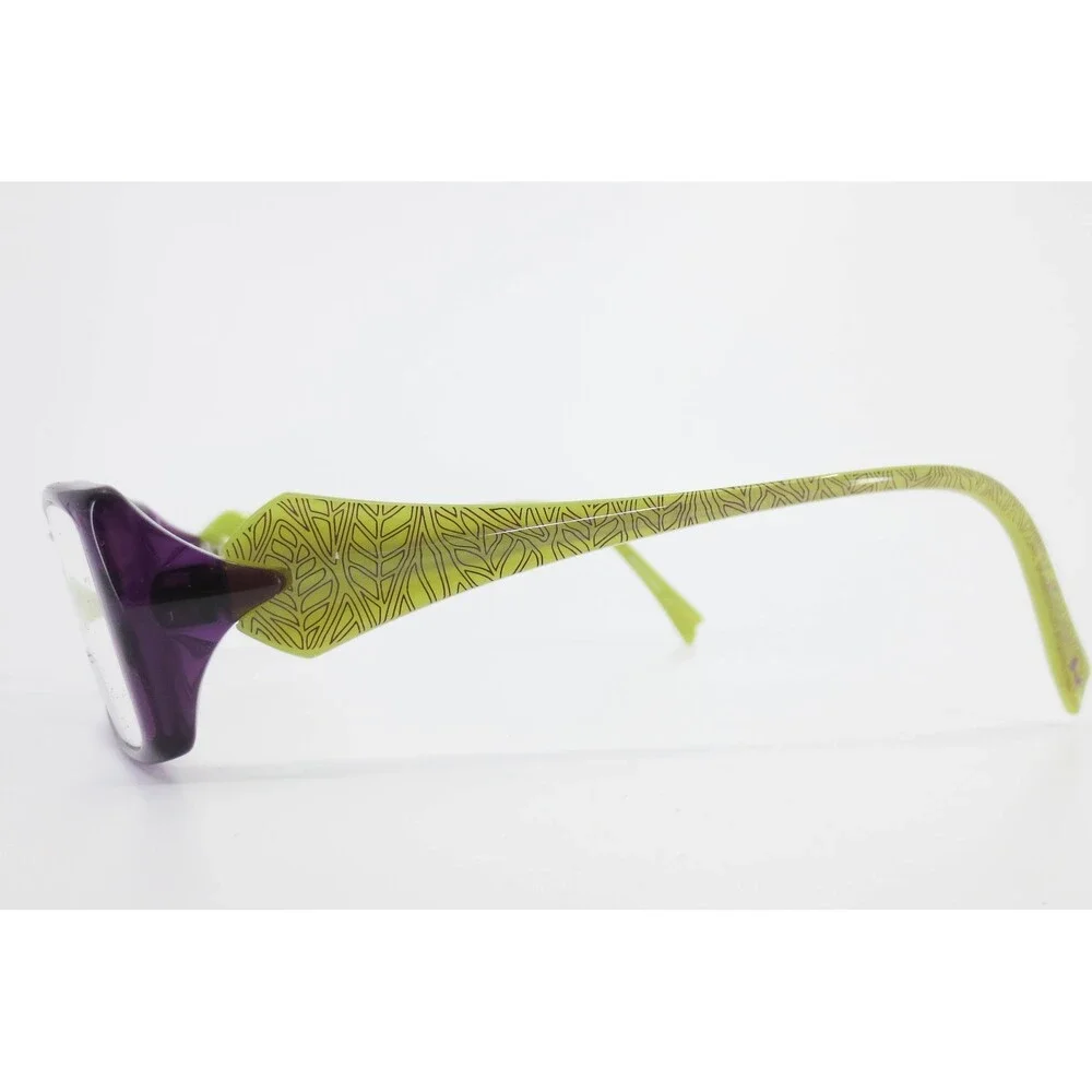 Koali Morel France 7007S Eyeglasses Purple Lime Green Leaf Pattern 51-16-135